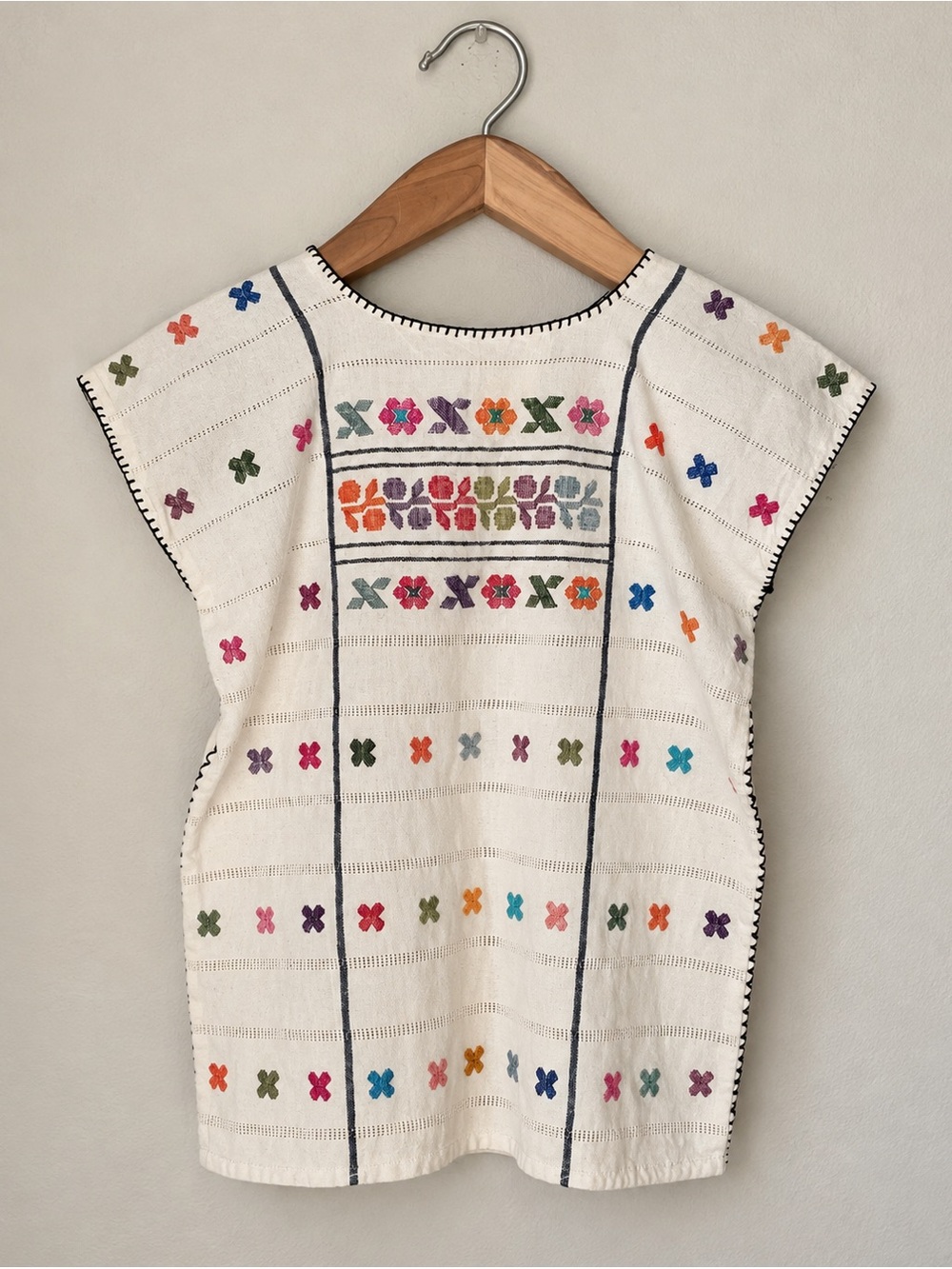 Hand Woven Amuzgo Huipil Tunic Embroidered Folk Boho Blouse (M/L)